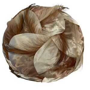 Vintage Greenlawn Ladies Hat Feather Wrapped Round Brown Tan Union Made